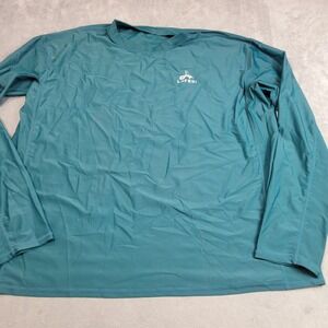 LAFROI Rash‎ Guard Men 3XL Teal Blue Long Sleeve Swim Shirt Athletic Performance